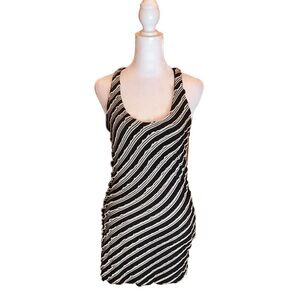 RACHAEL & CHLOE Sexy Little Black & Cream Striped Ruffle Tank Dress Size M